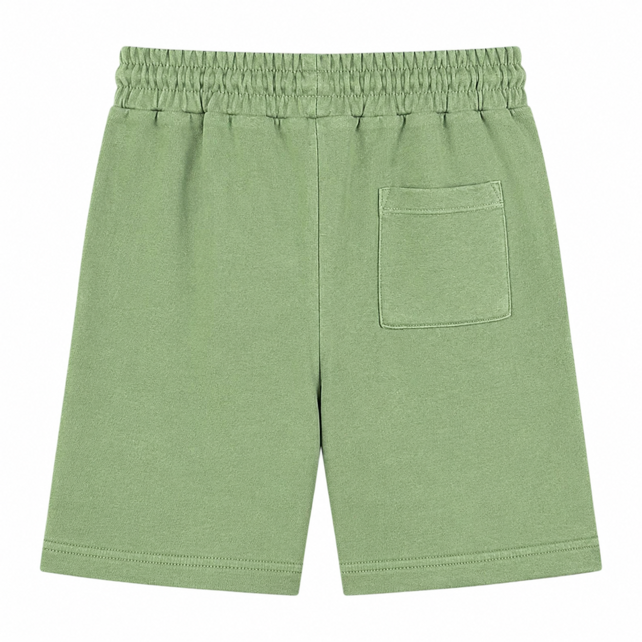 Boys' military green garment-dyed fleece Bermuda shorts with drawstring
