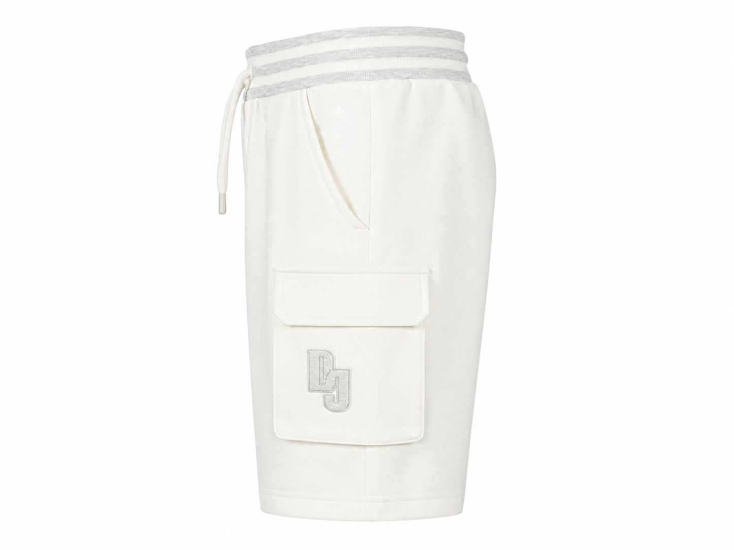 Kids' light fleece Bermuda shorts in white with cargo pocket