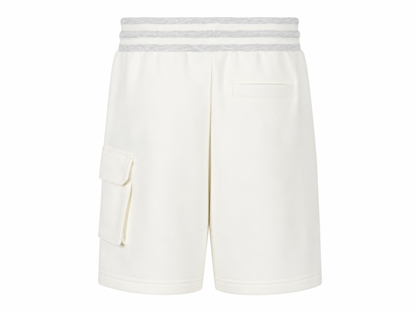 Kids' light fleece Bermuda shorts in white with cargo pocket