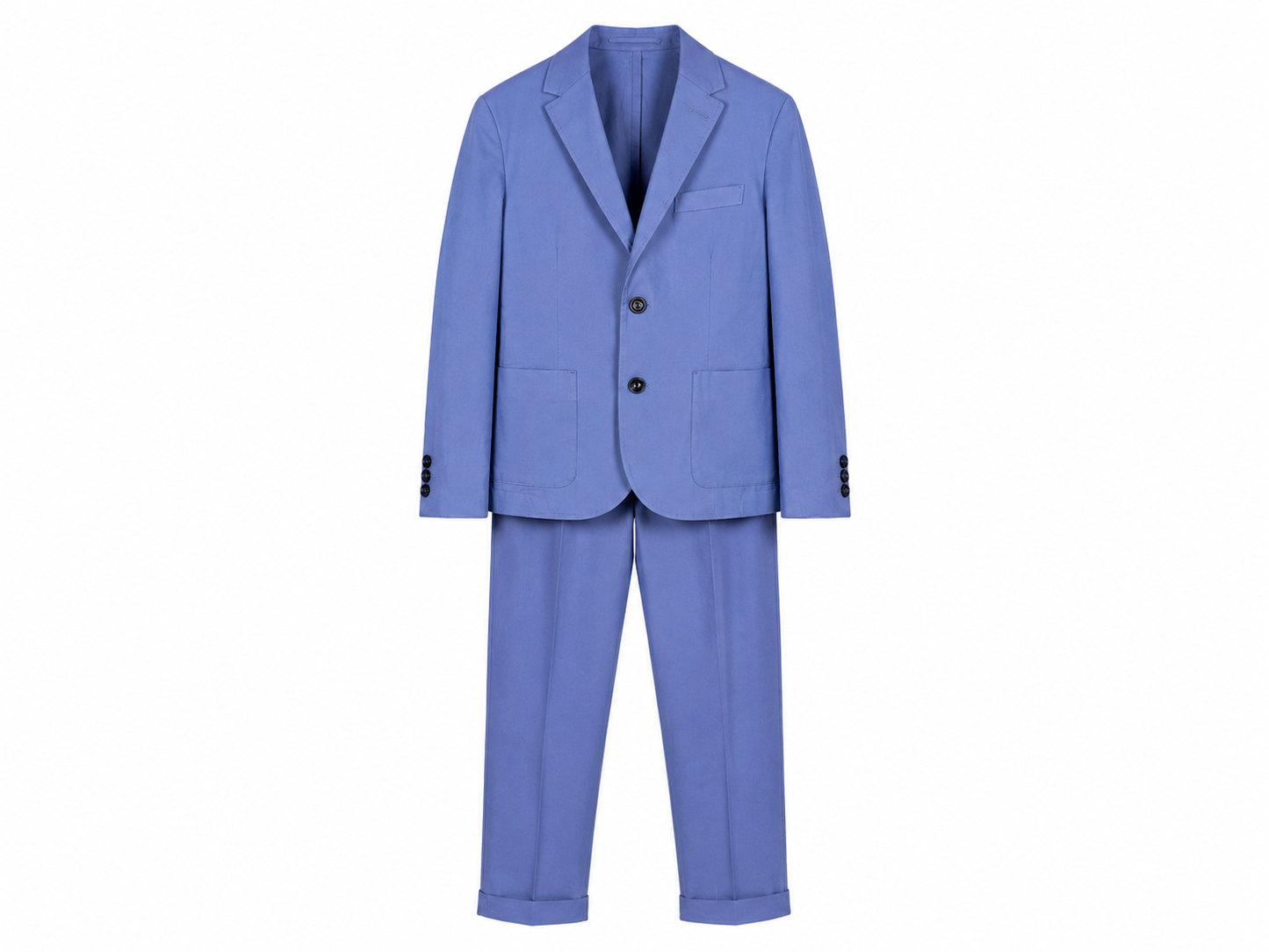 Completo maschile elegante giacca-pantalone in cotone