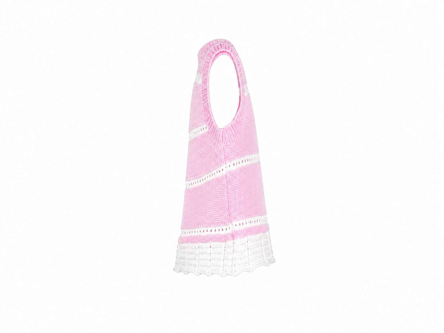 Completo neonata in filo di cotone rosa e bianco