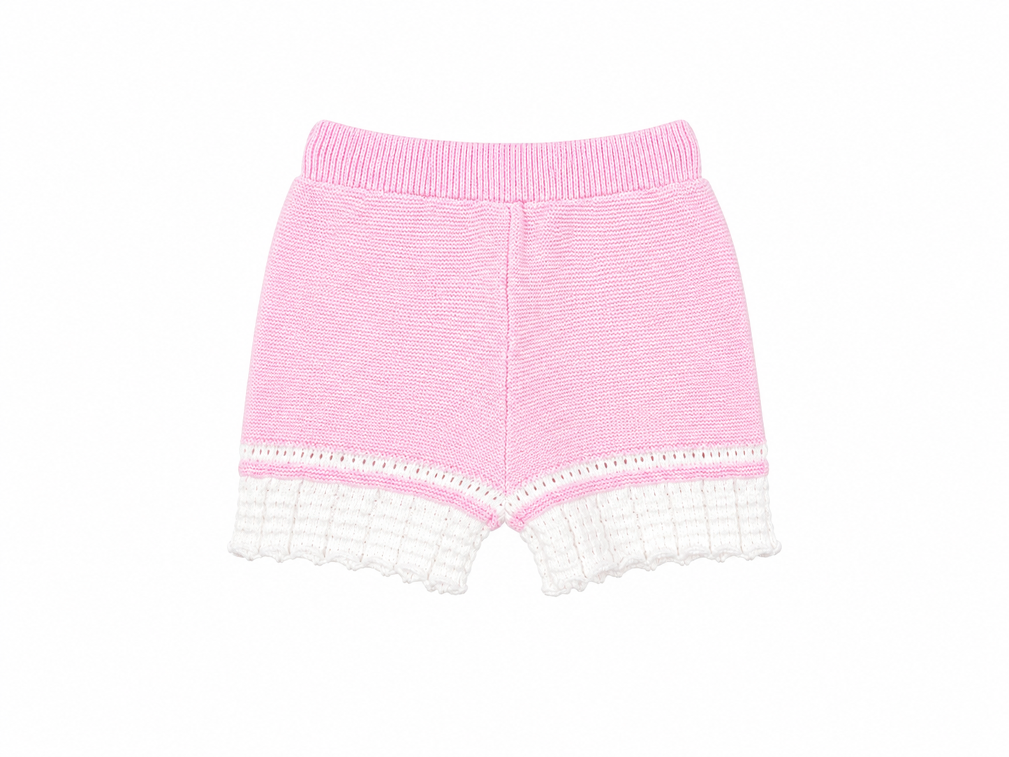 Completo neonata in filo di cotone rosa e bianco
