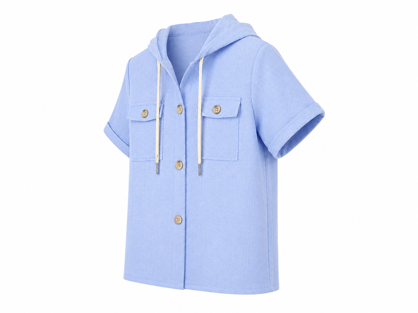 Completo neonato 3 pezzi cielo con camicia cappuccio