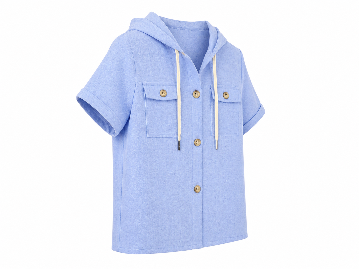 Completo neonato 3 pezzi cielo con camicia cappuccio