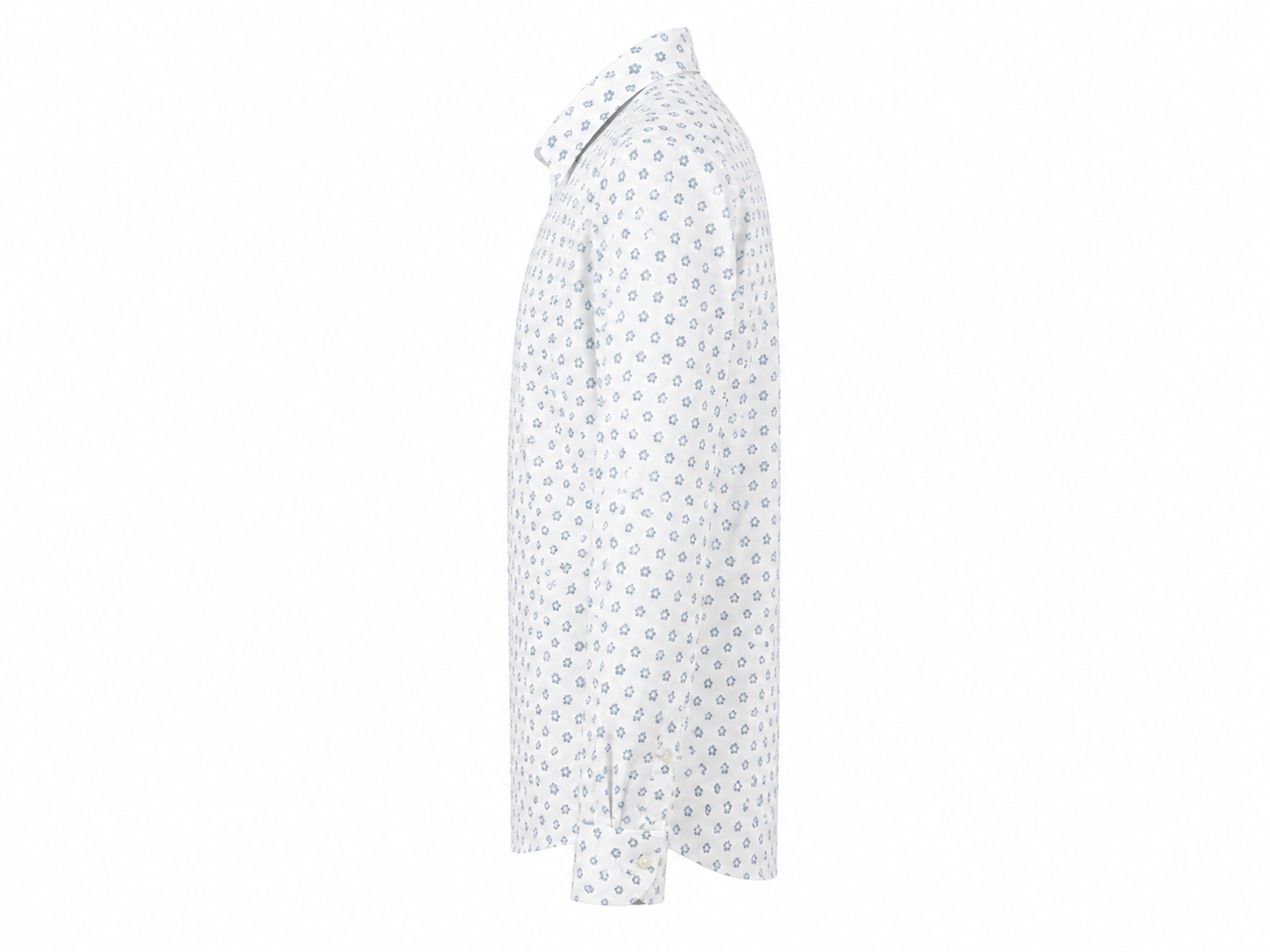 Camicia bambino in lino blend micro floreale bianco e blu