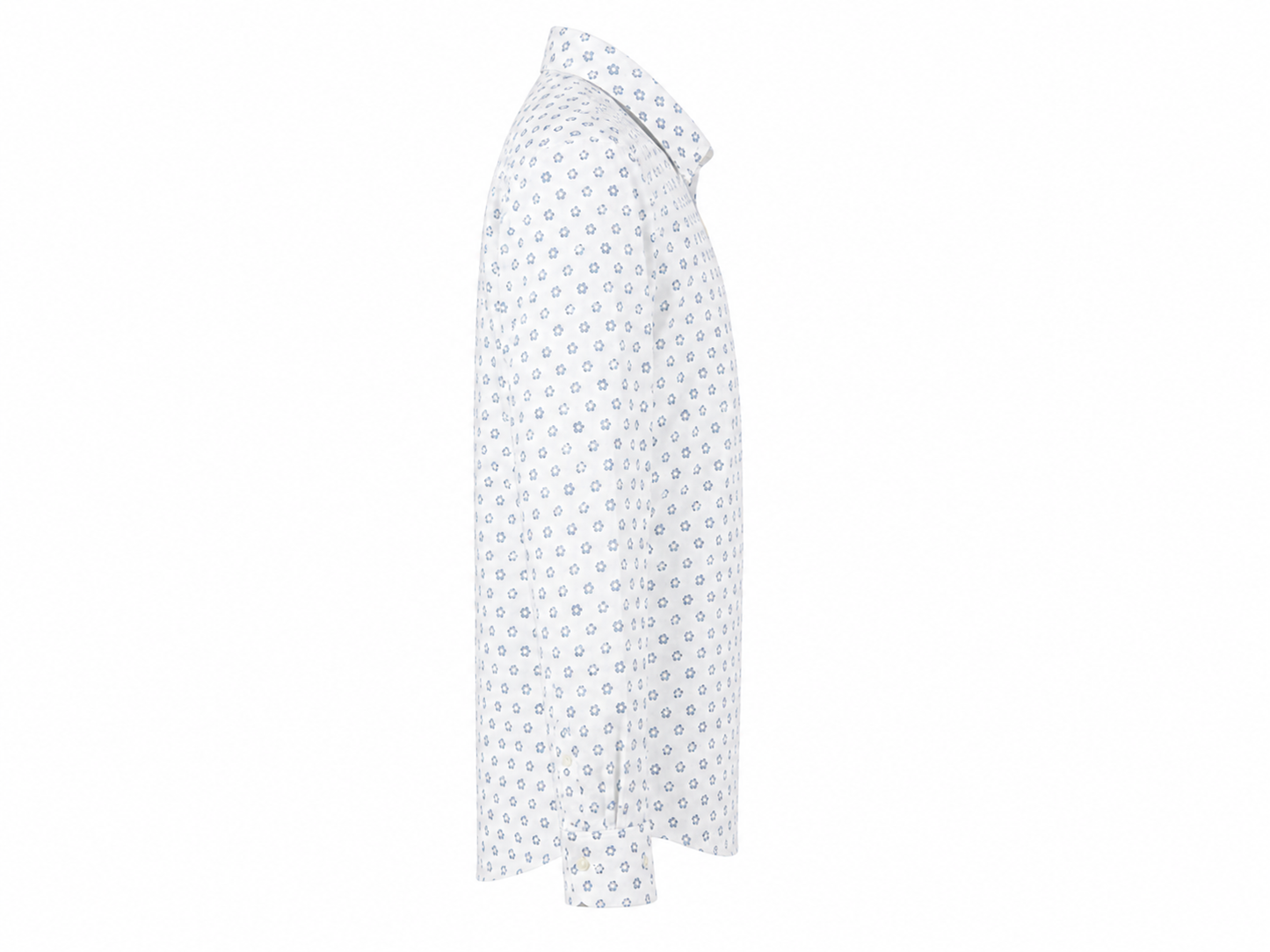 Camicia bambino in lino blend micro floreale bianco e blu