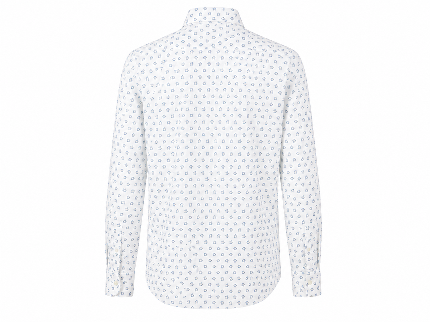Camicia bambino in lino blend micro floreale bianco e blu