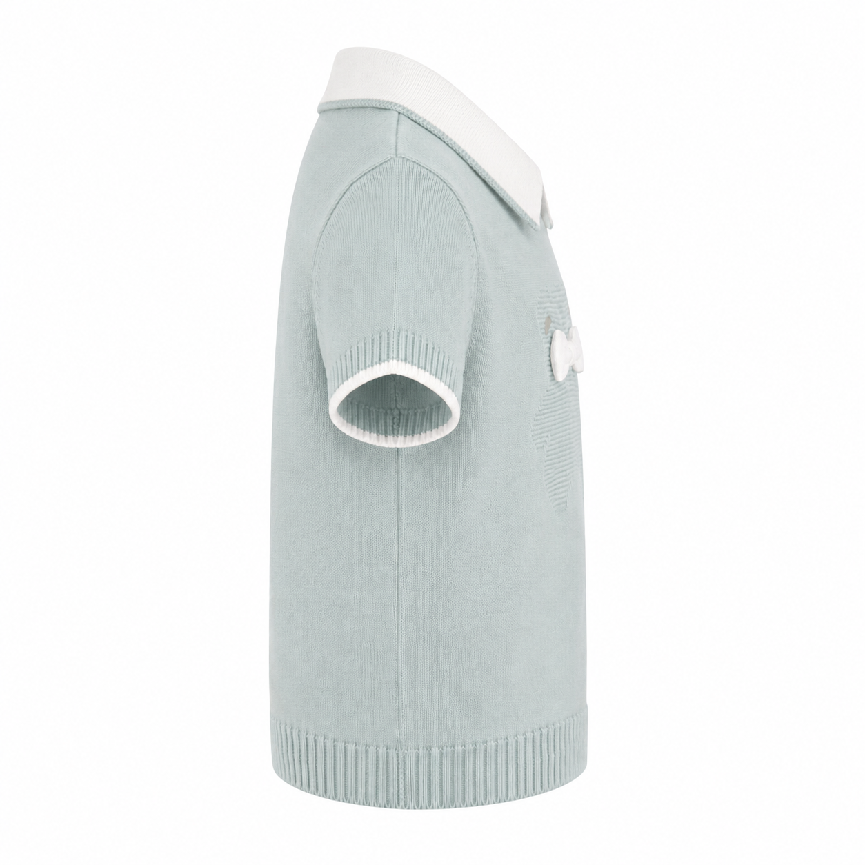 Completo neonato in filo verde salvia con orsetto