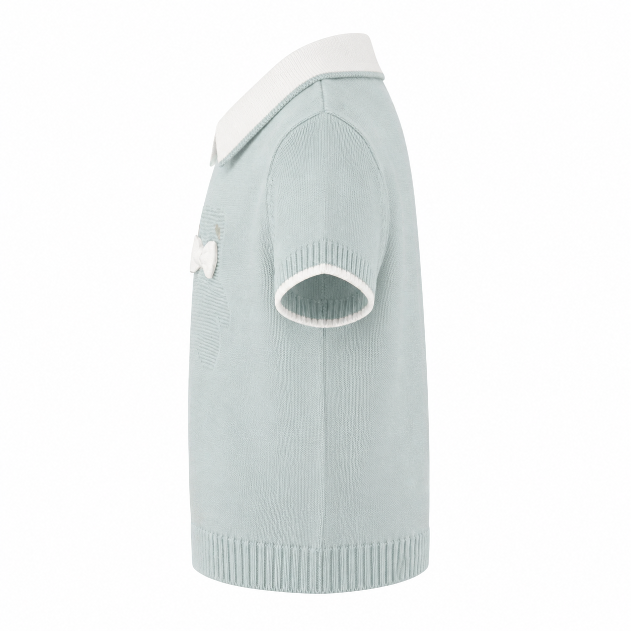 Completo neonato in filo verde salvia con orsetto