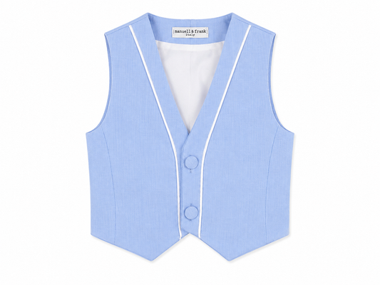 Elegant baby vest with white satin trim