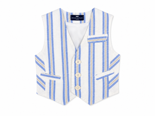 Striped blue and beige waistcoat