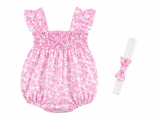 Baby cotton romper with headband