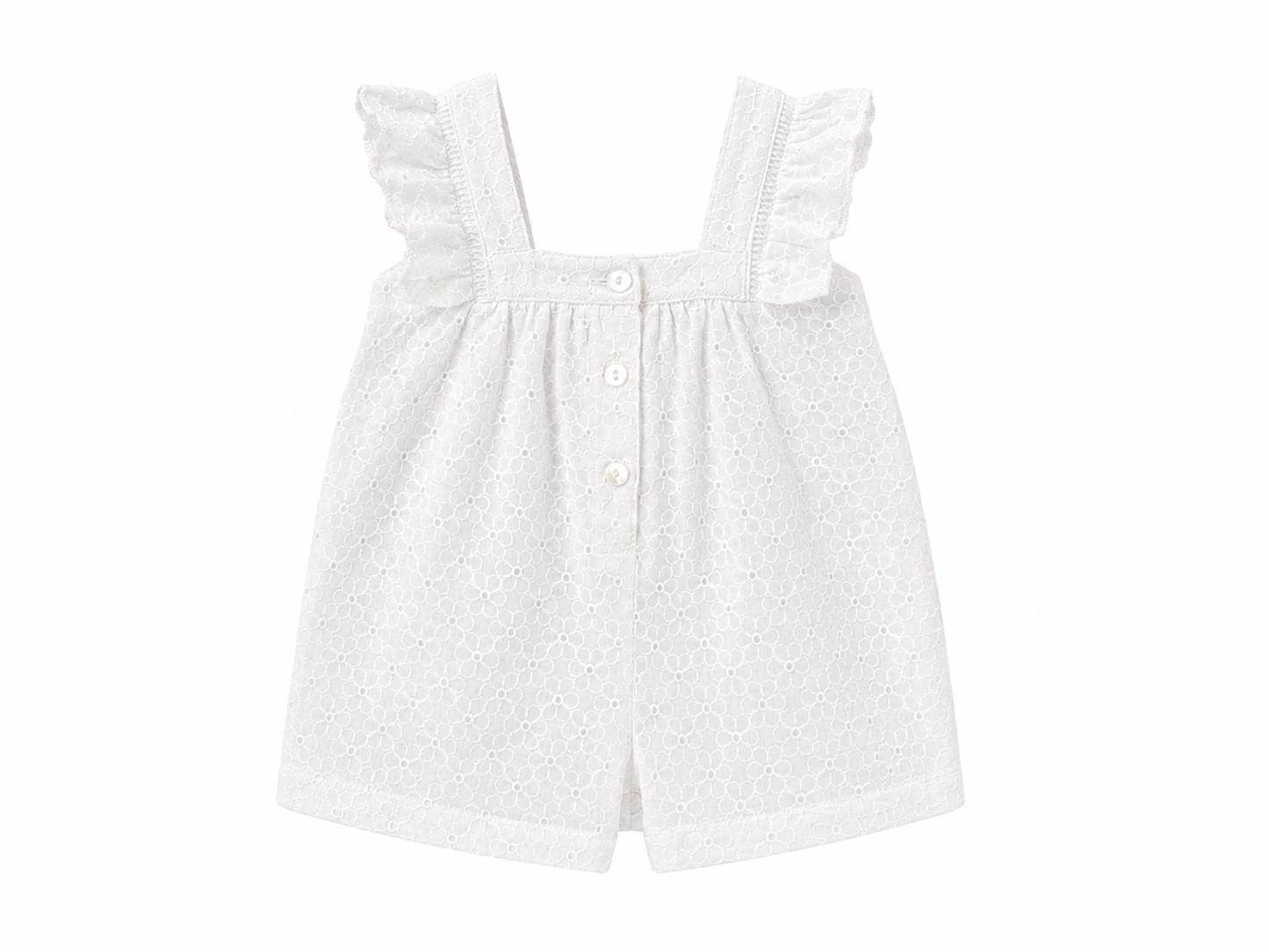 Pagliaccetto neonata in cotone bianco