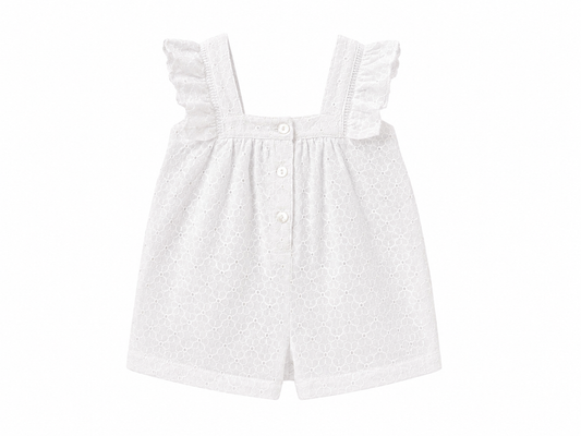White cotton baby romper