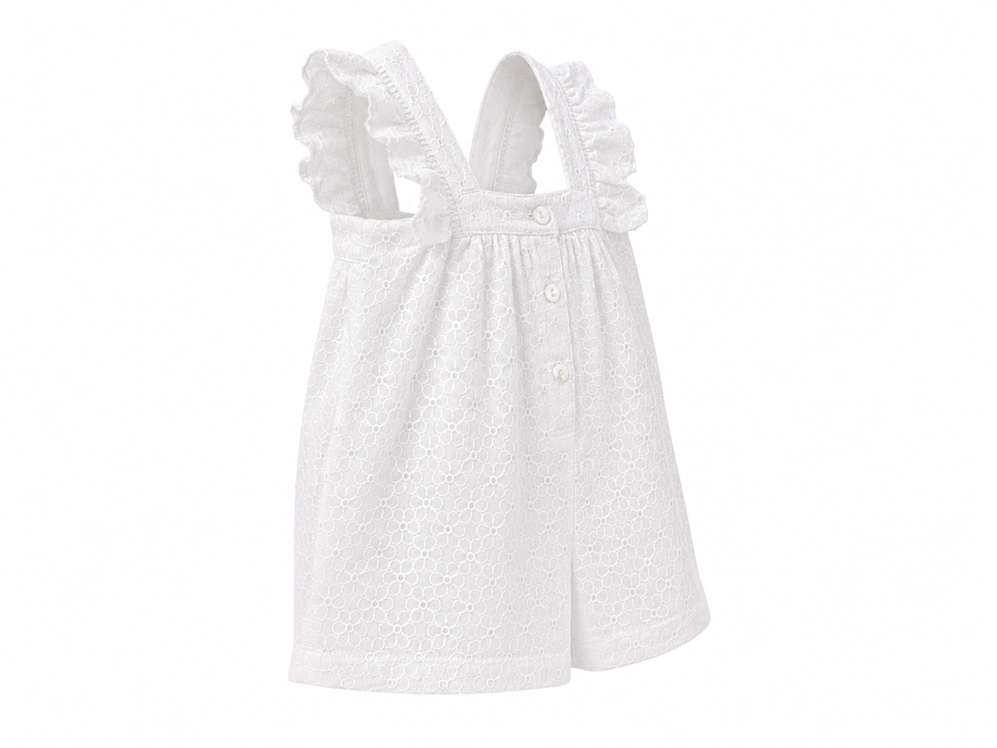 Pagliaccetto neonata in cotone bianco