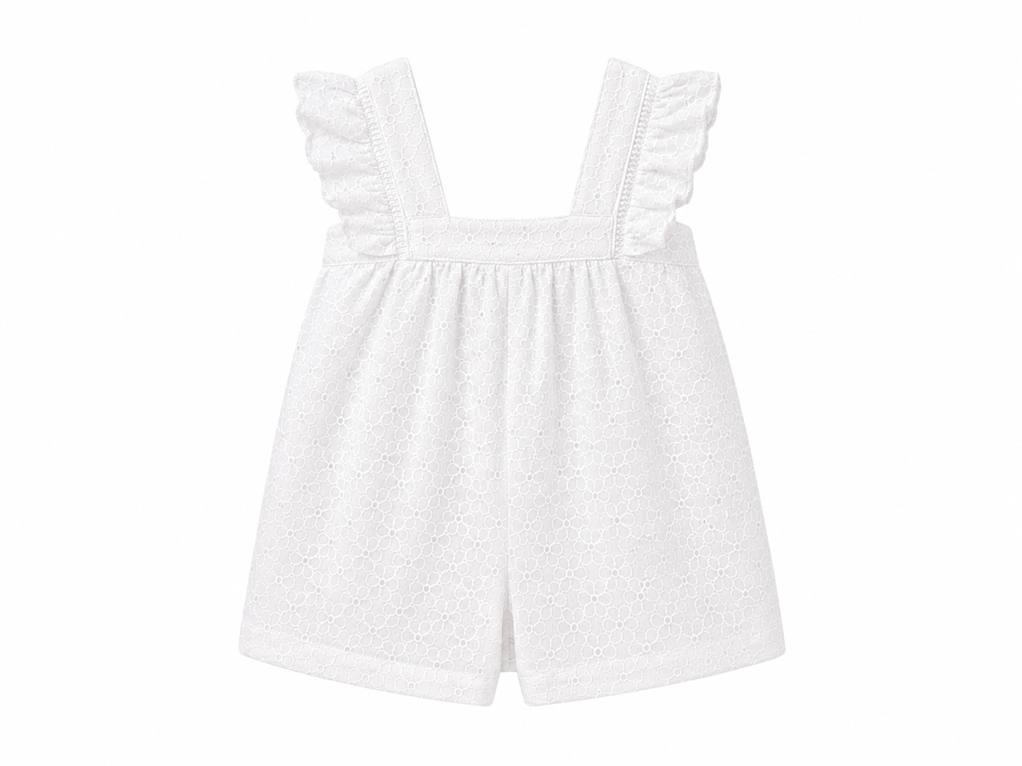 Pagliaccetto neonata in cotone bianco