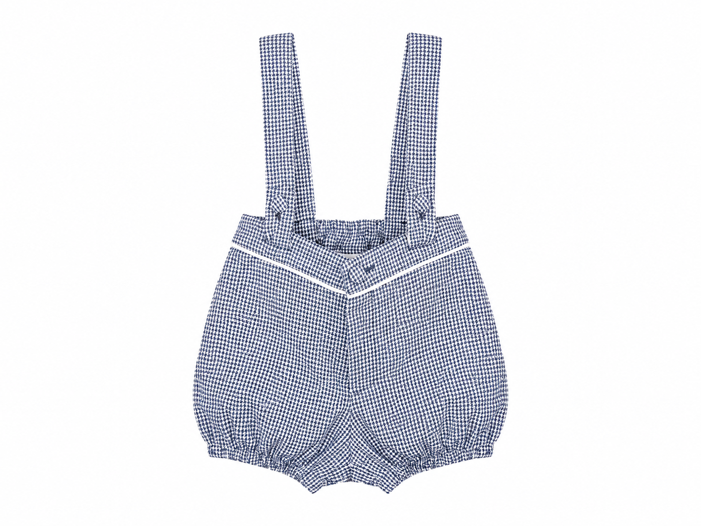 Baby ceremony romper elegance white blue houndstooth