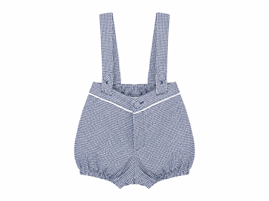 Baby ceremony romper elegance white blue houndstooth