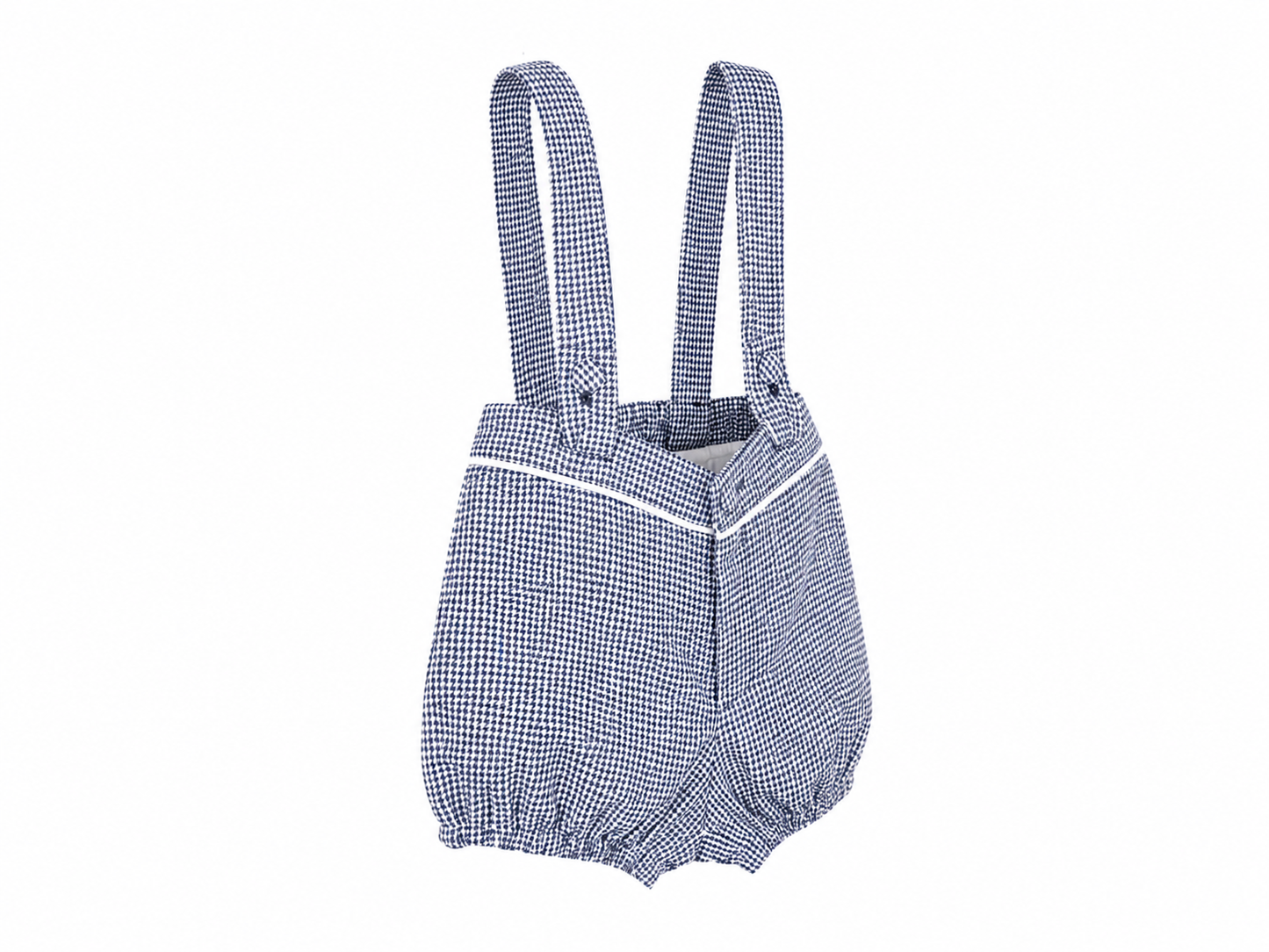 Baby ceremony romper elegance white blue houndstooth