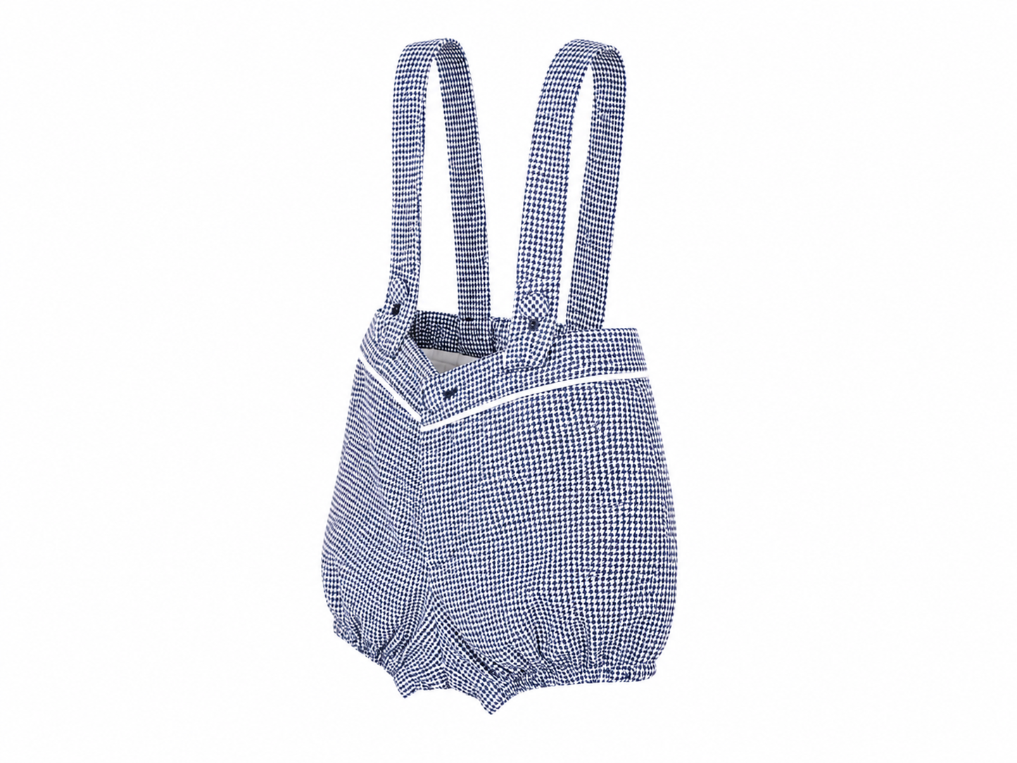 Baby ceremony romper elegance white blue houndstooth
