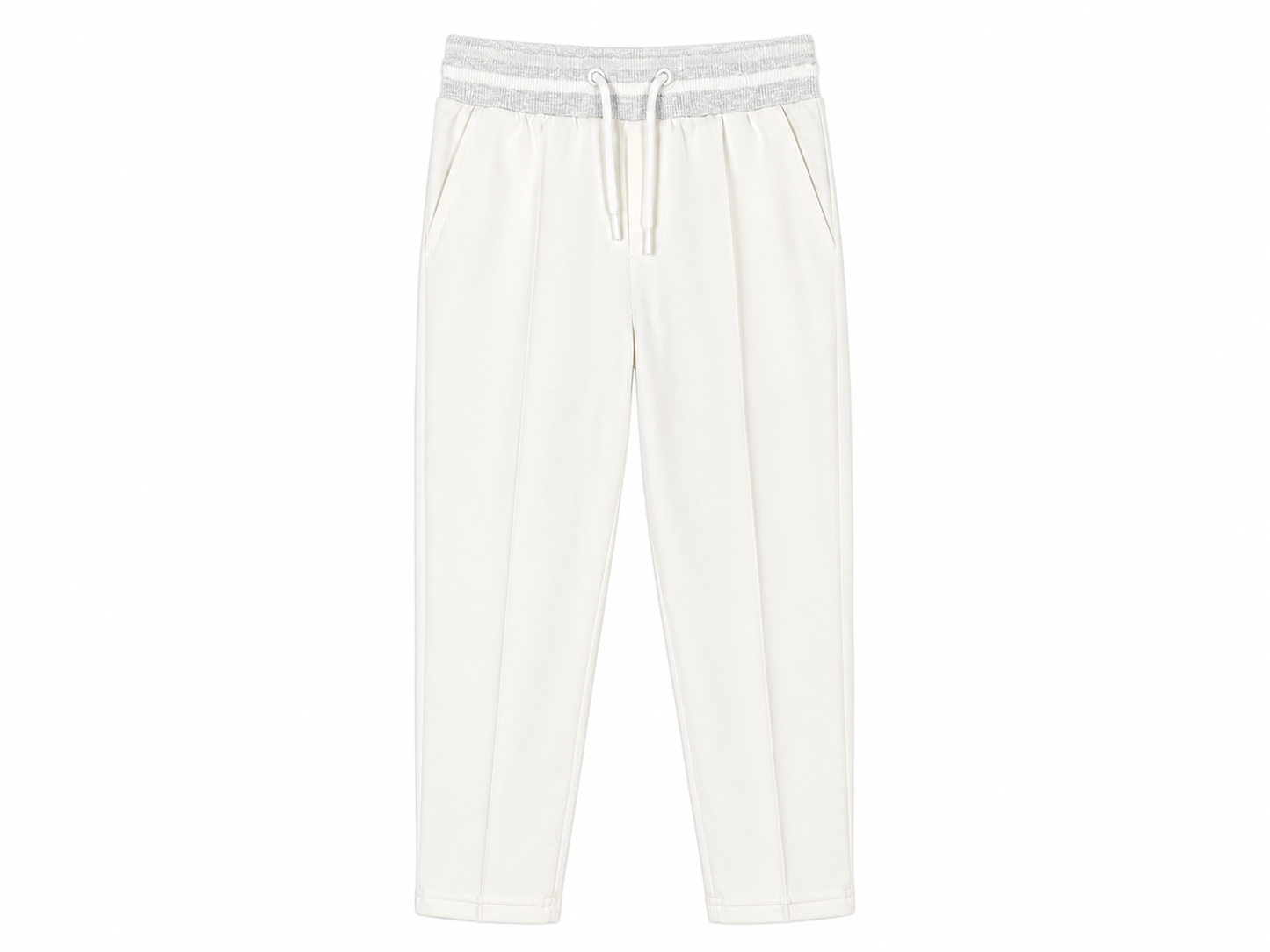 Kids' white undersuit trousers in light fleece