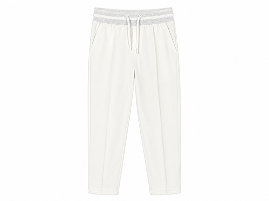 Kids' white undersuit trousers in light fleece