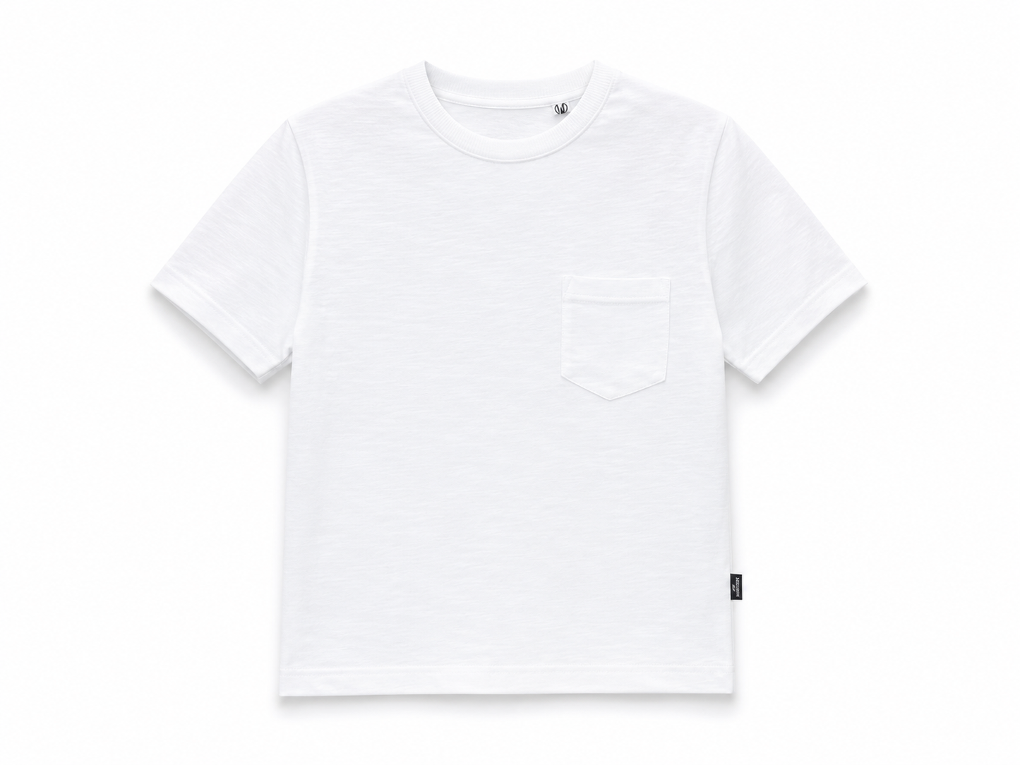 T-shirt bambino basic in cotone bianca con taschino