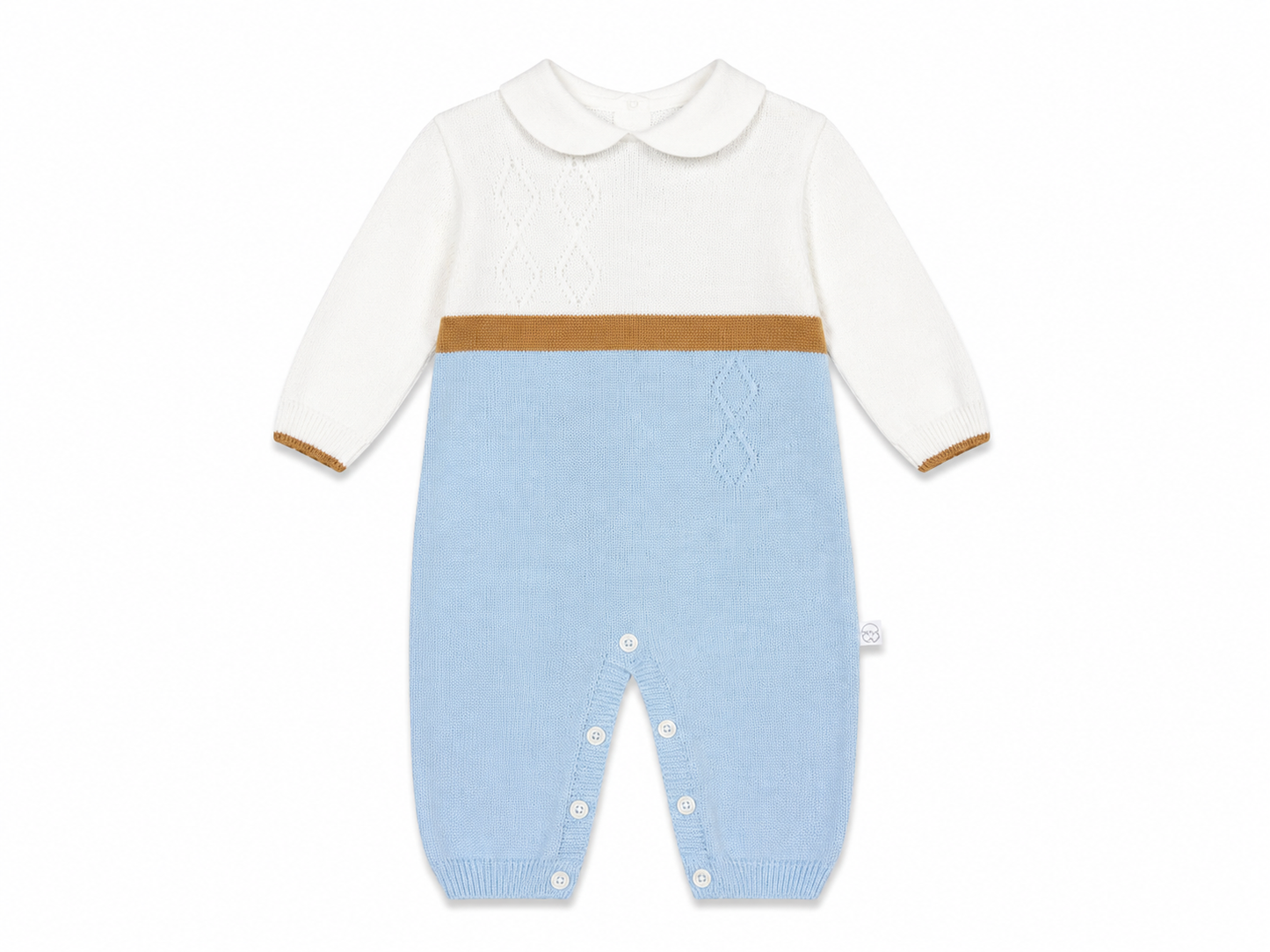 Tutina in filo di cotone con rombi azzurra