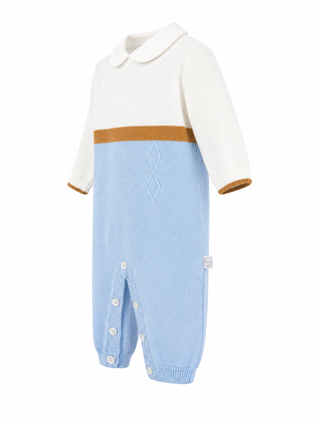 Tutina in filo di cotone con rombi azzurra