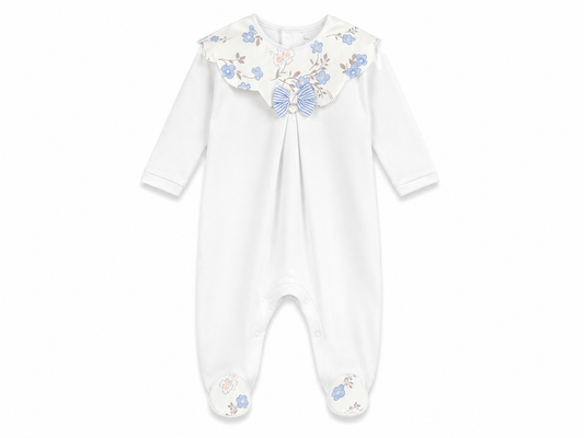 Newborn Sleepsuit Jersey Lily white and light blue