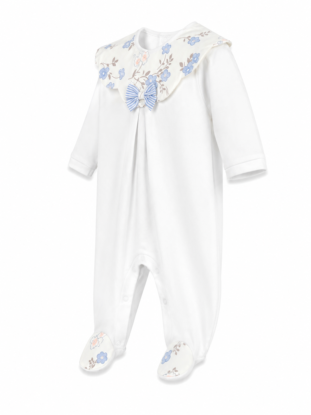 Tutina neonata Jersey Lily bianco e celeste