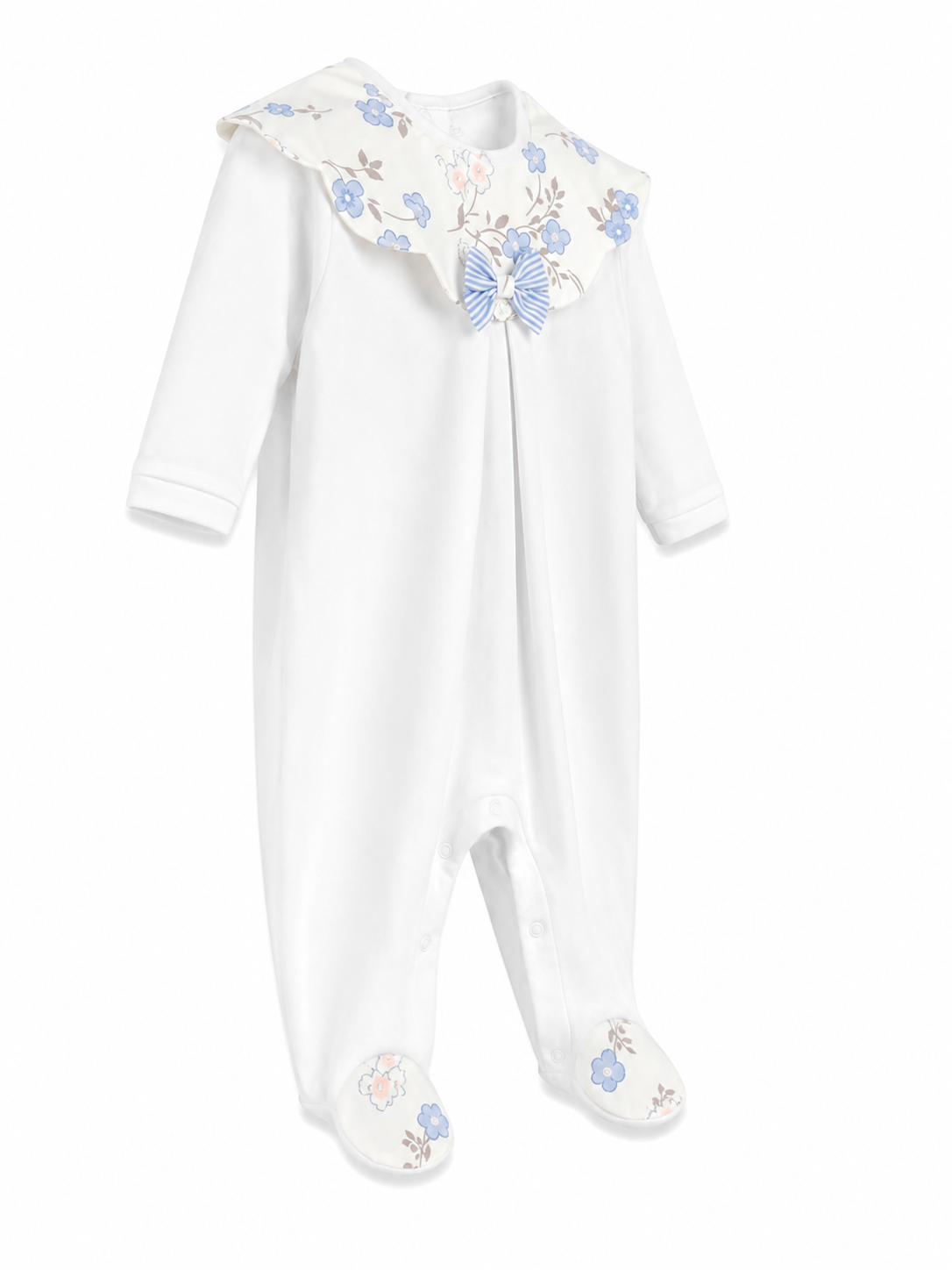 Tutina neonata Jersey Lily bianco e celeste