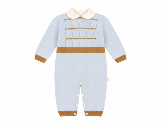 Sky blue cotton knit babygrow