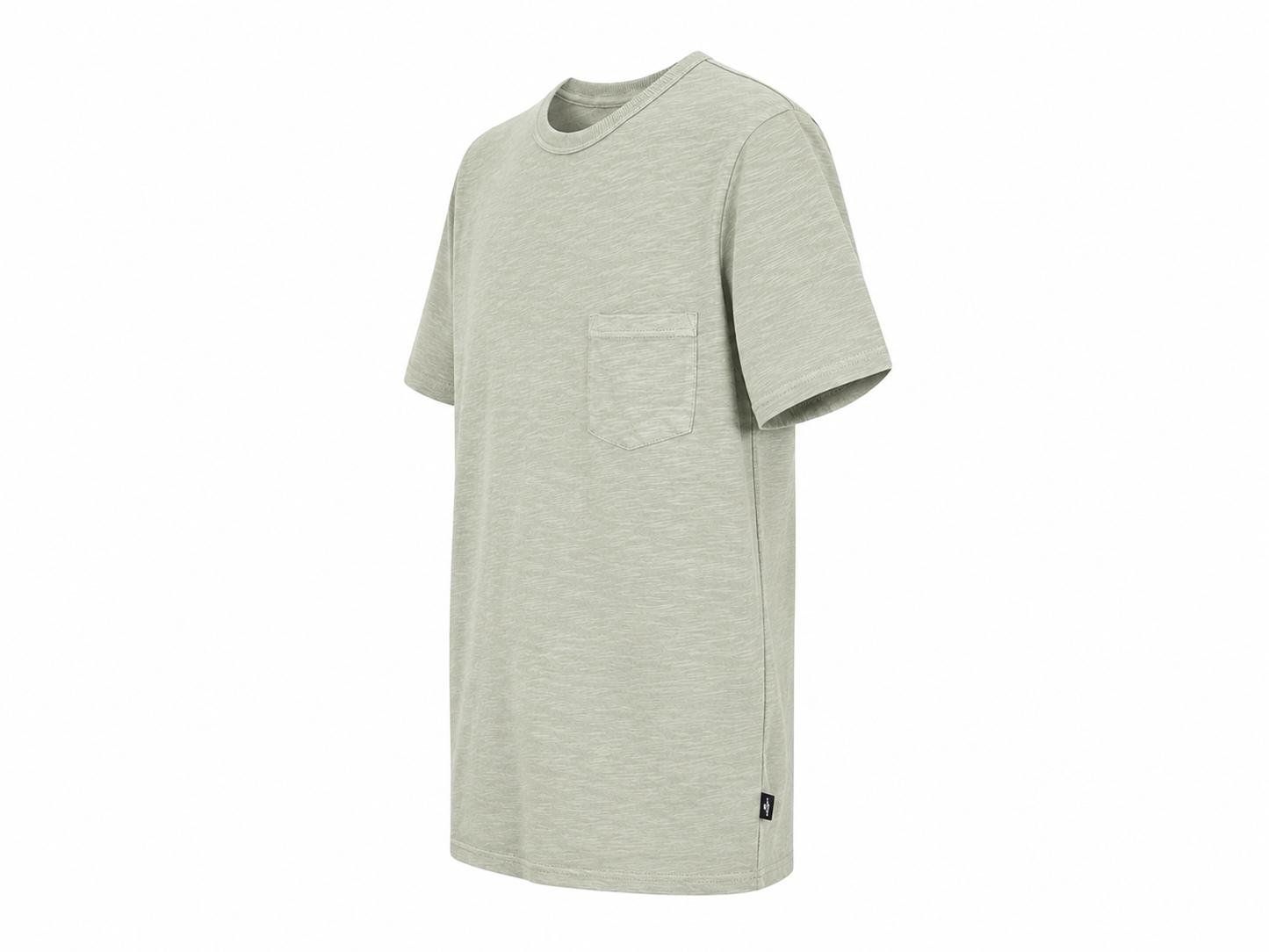 T-shirt bambino basic in cotone verde militare con taschino
