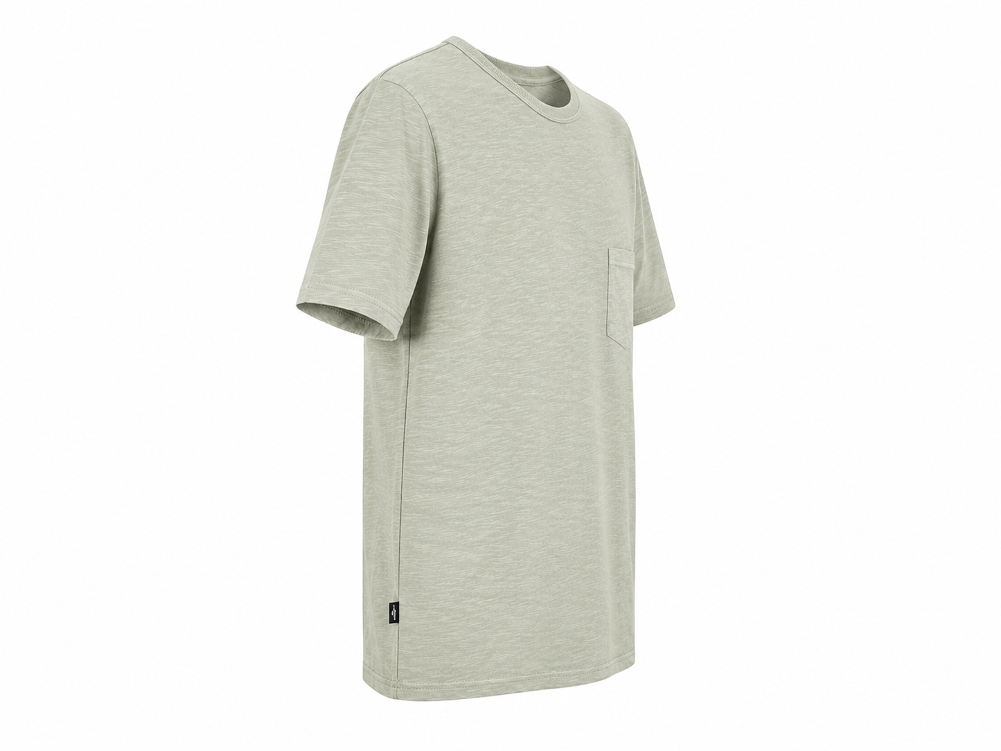 T-shirt bambino basic in cotone verde militare con taschino
