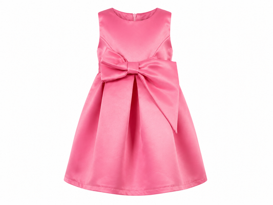 Girl's formal dress with fuchsia bow