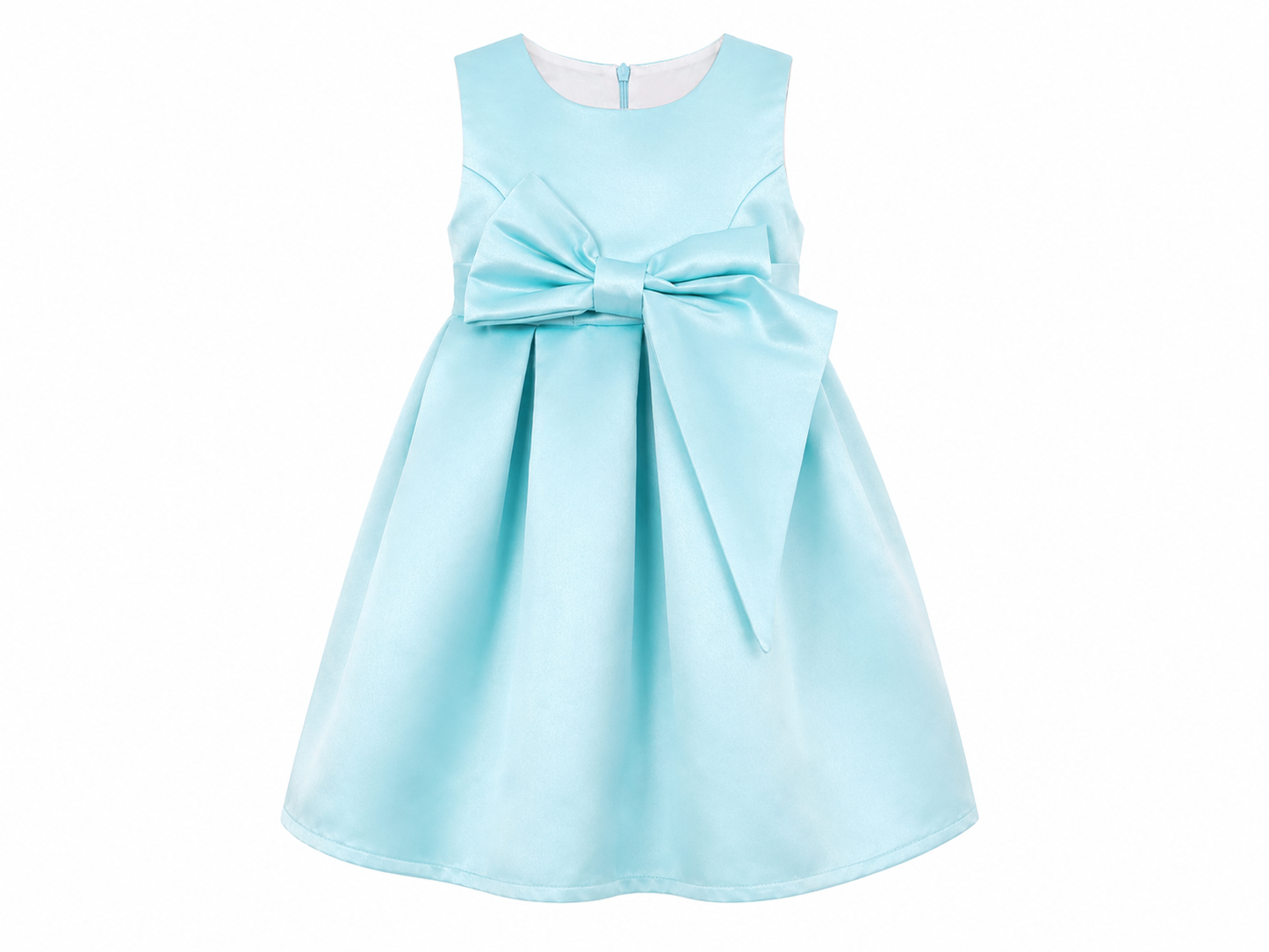 Abito cerimonia bambina con fiocco verde acqua