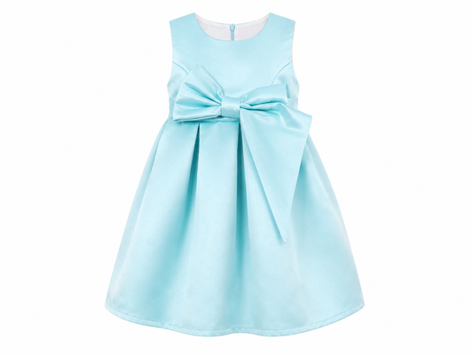 Girl's special occasion dress with teal bow