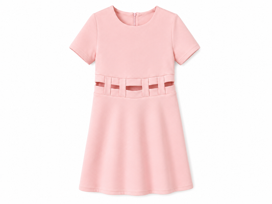 Girl's dress with pink braided waist