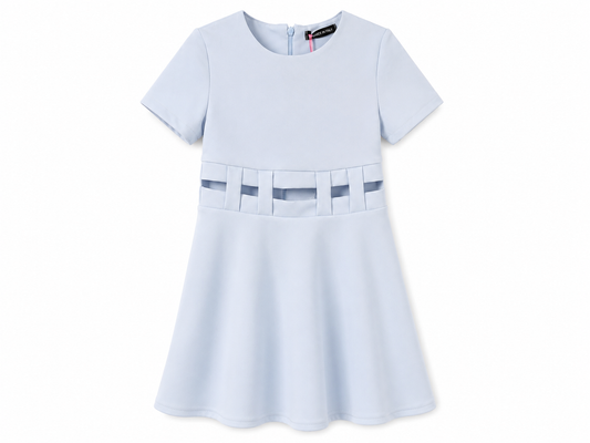 Girl's dress with twisted waist, sky blue