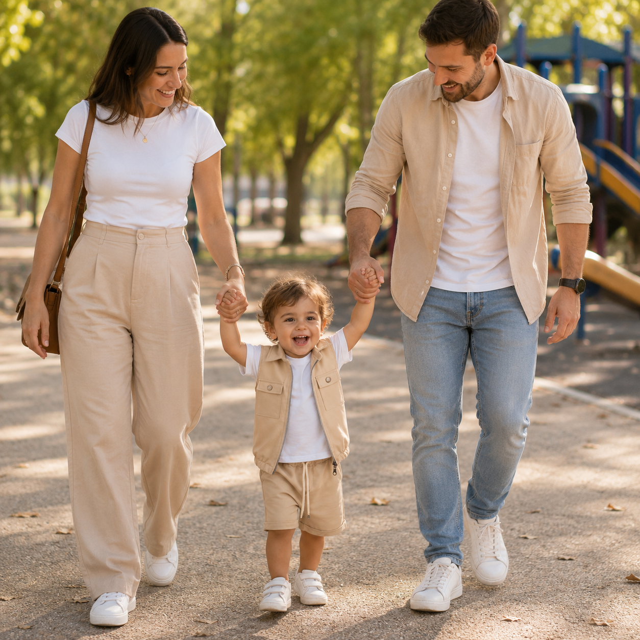 Completo neonato 3 pezzi beige con gilet
