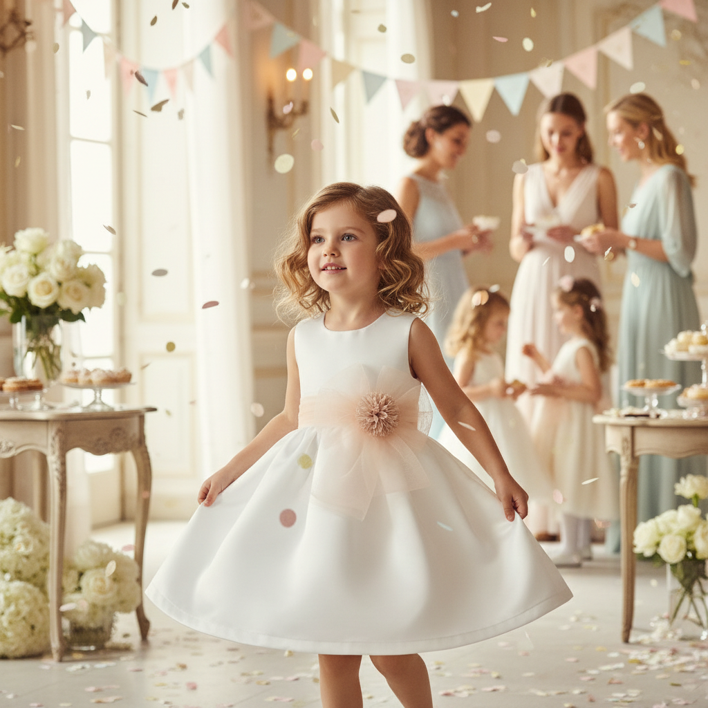 Abito cerimonia bambina con fascia bianco – abito cerimonia bambina per bambino