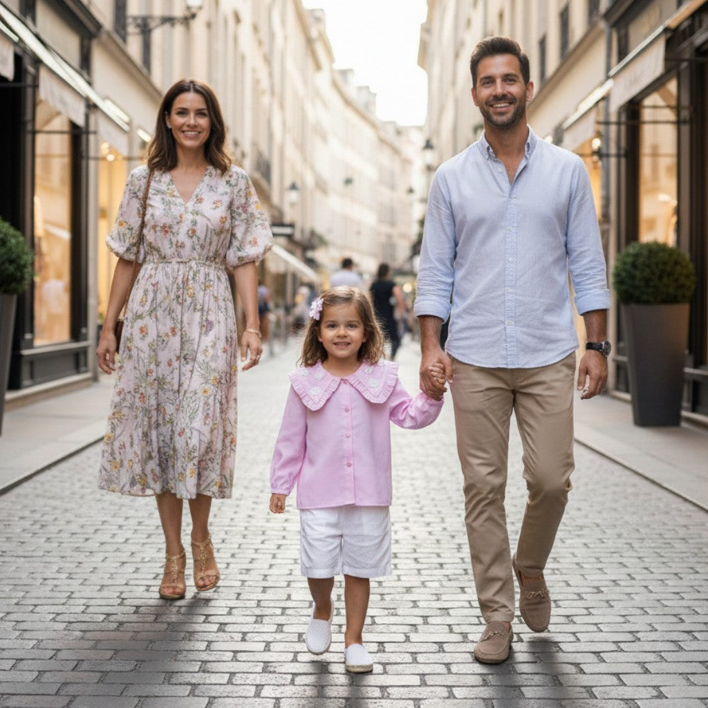 Camicia neonata con colletto a fiori rosa – camicia neonata per neonato